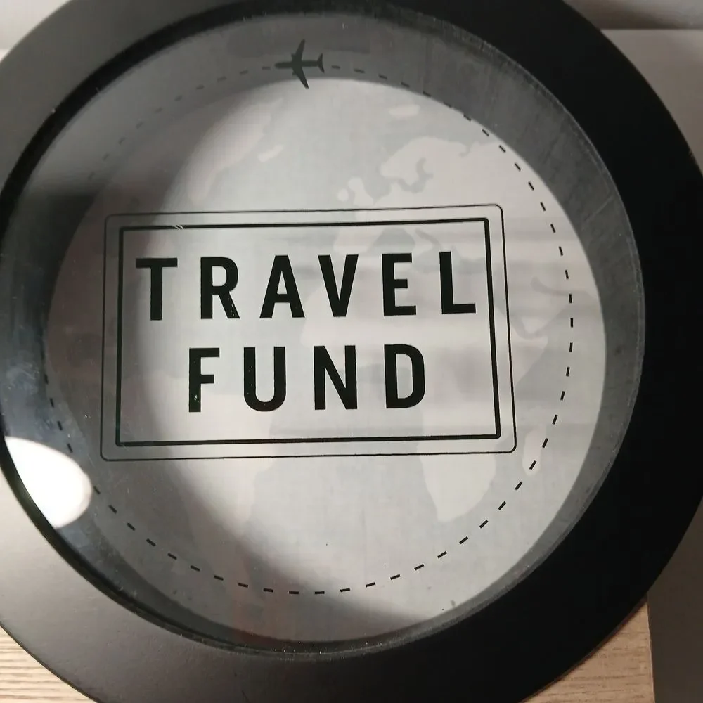 MAINSTAYS Espresso Brown Wood Decorative Modern Travel Fund Money Savings Bank
